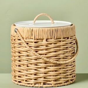 Natural Woven Ice Bucket  Basket with Lid